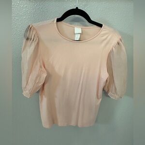 H&M Peach Puff Sleeve Top - Size M
